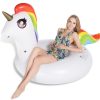 Jasonwell Riesiges Einhorn für Pool-Partys, Aufblasbares Schwimmtier, 120cm breite Luftmatratze 120WX183LX100H(cm)