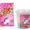 Einhorn 2er Set Zuckerwatte 50 g Eimer + Popcorn-Tüte 100 g Geschenkidee