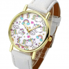 JSDDE Uhren Fashion Cute Cartoon Einhorn Regenbogen Armbanduhr Mädchen Jungen Uhr Kinderuhr Analog Quarzuhr Weiß PU Lederband